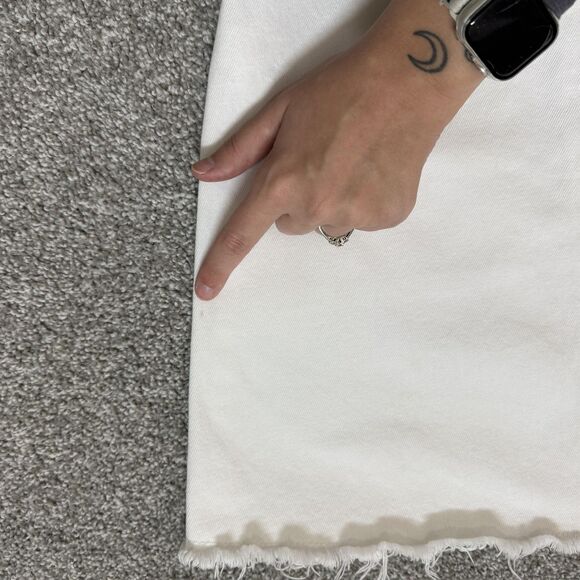 Denim Co Skirt Womens 6 White Denim A-Line Mini Button Front Pockets Raw Hem - Picture 3 of 10